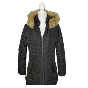 Karl Lagerfeld black knee length puffer coat size M